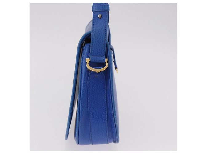 Borsa a tracolla CARTIER Must Line in pelle blu e oro Auth 183718V D'oro - vista 4