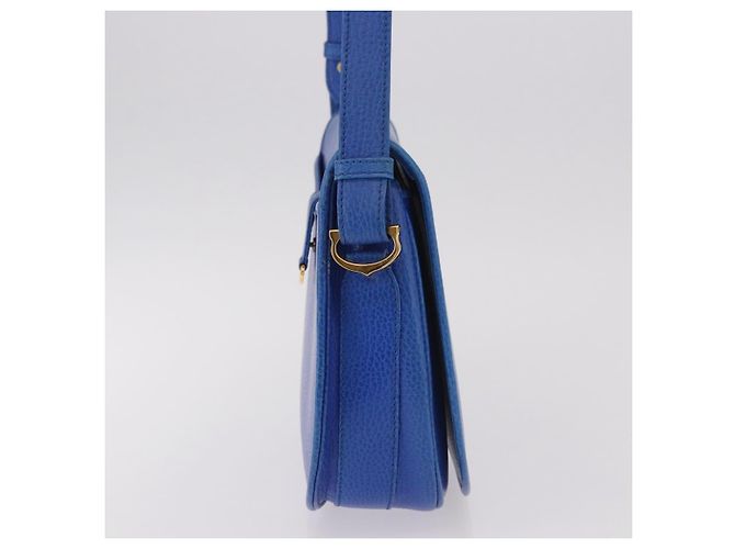 Borsa a tracolla CARTIER Must Line in pelle blu e oro Auth 183718V D'oro - vista 5