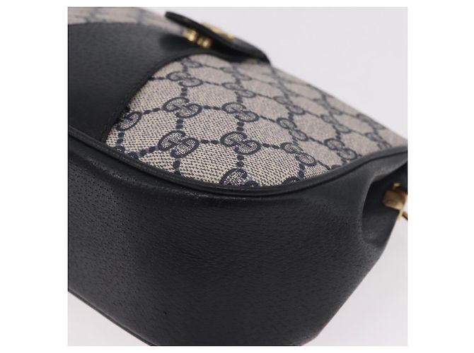 Borsa a tracolla GUCCI GG Supreme Sherry Line PVC Blu Navy Oro 10 02 024 Auth 184481 D'oro - vue 11