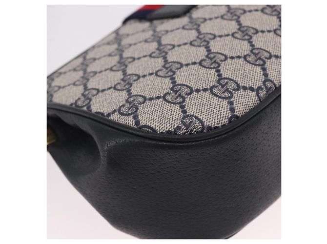 Borsa a tracolla GUCCI GG Supreme Sherry Line PVC Blu Navy Oro 10 02 024 Auth 184481 D'oro - vue 12