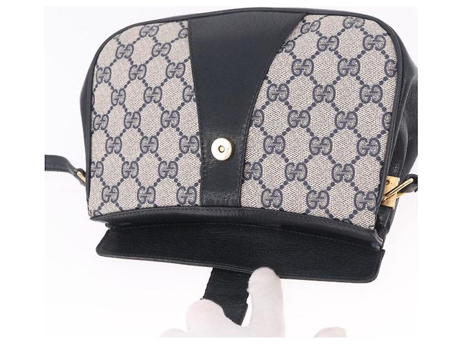 Borsa a tracolla GUCCI GG Supreme Sherry Line PVC Blu Navy Oro 10 02 024 Auth 184481 D'oro - vue 15