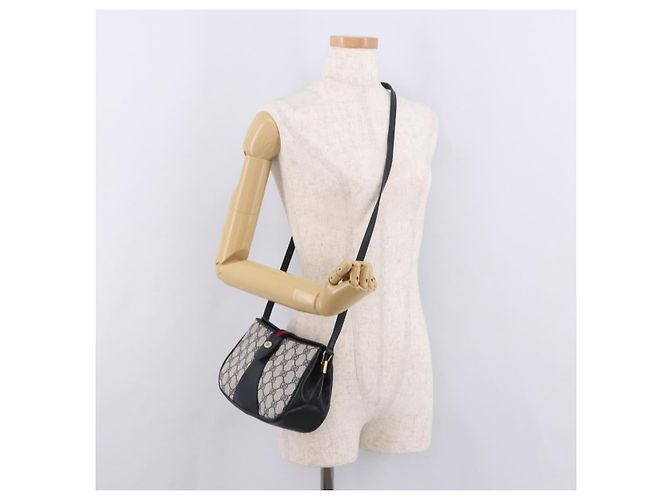 Borsa a tracolla GUCCI GG Supreme Sherry Line PVC Blu Navy Oro 10 02 024 Auth 184481 D'oro - vue 26