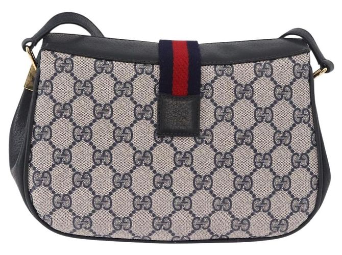 Borsa a tracolla GUCCI GG Supreme Sherry Line PVC Blu Navy Oro 10 02 024 Auth 184481 D'oro - vue 3