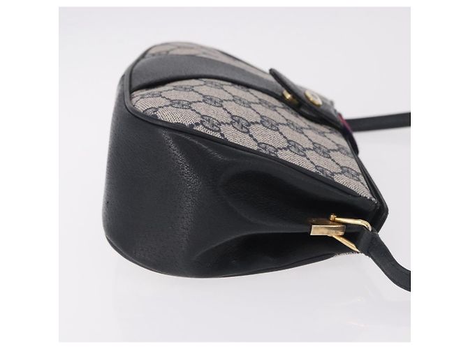 Borsa a tracolla GUCCI GG Supreme Sherry Line PVC Blu Navy Oro 10 02 024 Auth 184481 D'oro - vue 4