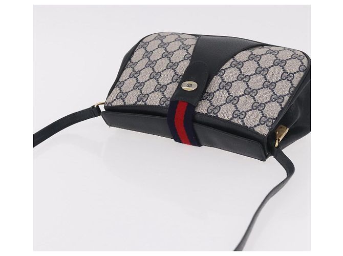 Borsa a tracolla GUCCI GG Supreme Sherry Line PVC Blu Navy Oro 10 02 024 Auth 184481 D'oro - vue 6