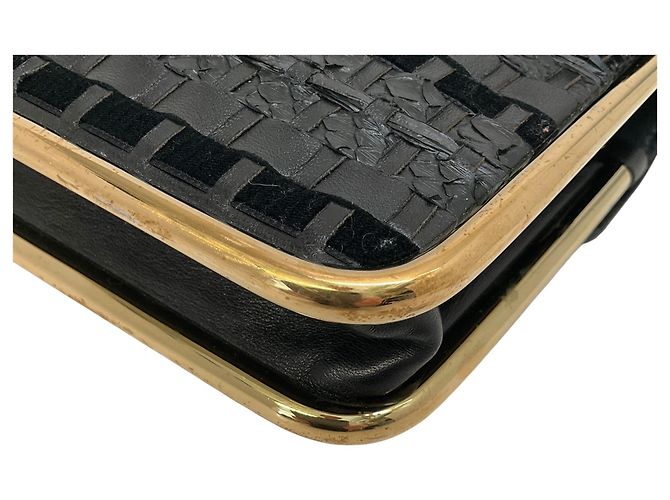 Chloé Clutch intrecciata in pelle nera / scamosciata / serpente Chloe Nero - vista 5