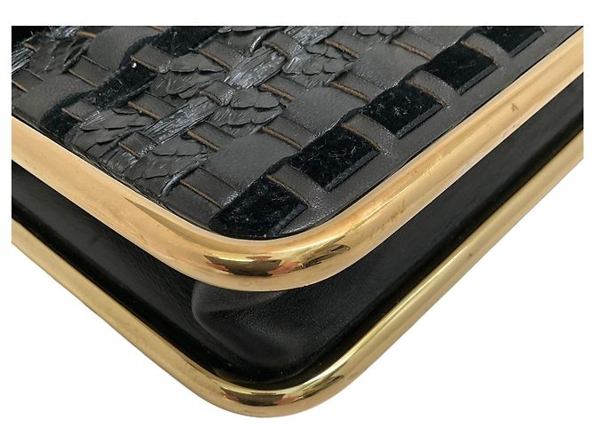 Chloé Clutch intrecciata in pelle nera / scamosciata / serpente Chloe Nero - vista 6