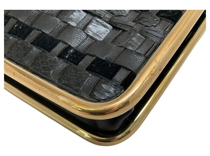Chloé Clutch intrecciata in pelle nera / scamosciata / serpente Chloe Nero - vista 7