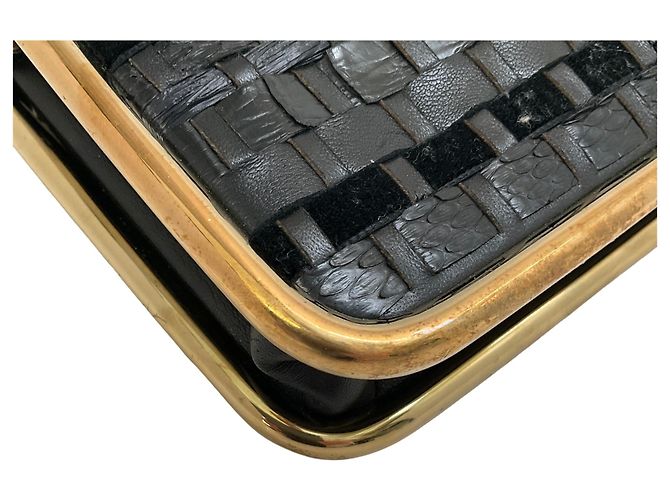Chloé Clutch intrecciata in pelle nera / scamosciata / serpente Chloe Nero - vista 8