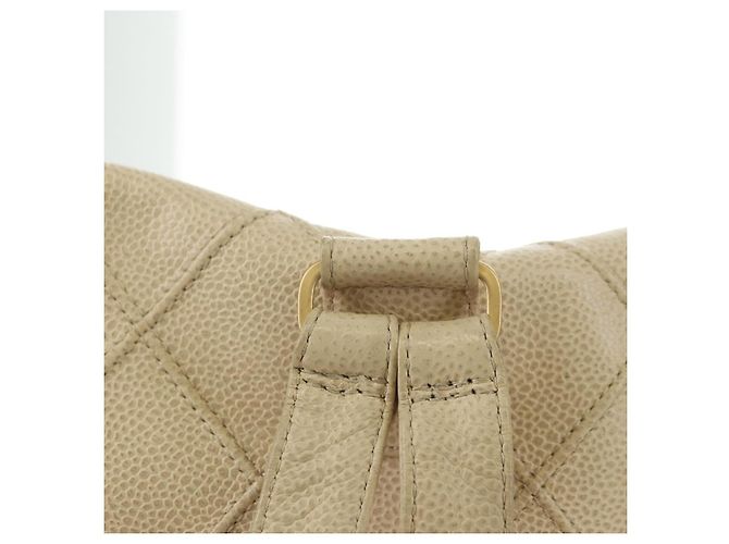 CHANEL Bicolore Backpack Caviar Skin Beige Gold CC Auth 182907V - view 12