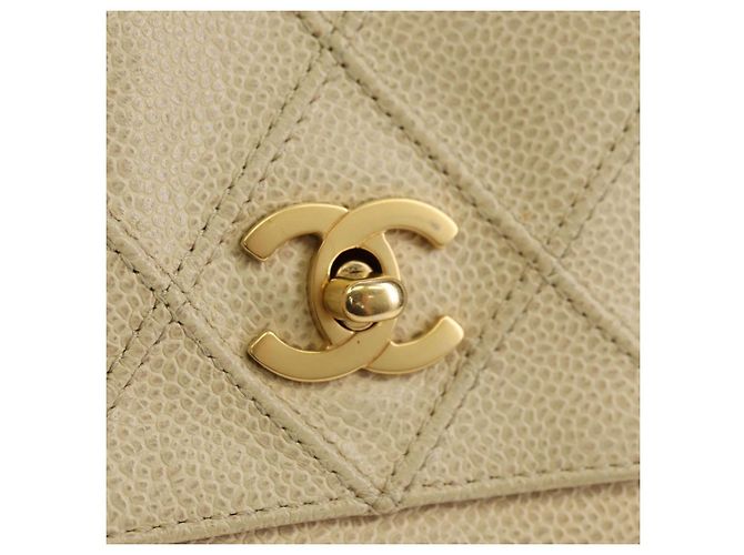 CHANEL Bicolore Backpack Caviar Skin Beige Gold CC Auth 182907V - view 13