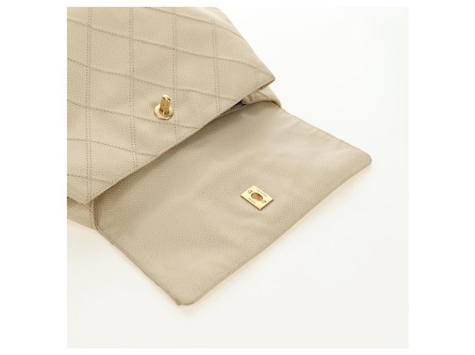 CHANEL Bicolore Backpack Caviar Skin Beige Gold CC Auth 182907V - view 14