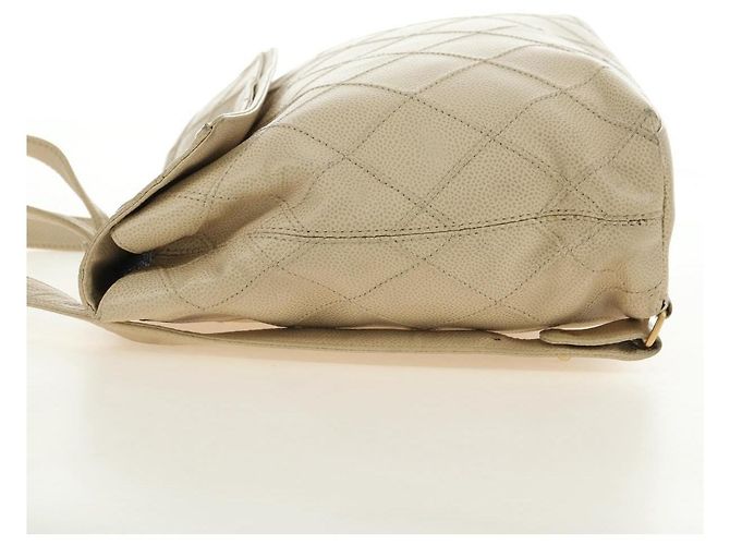 CHANEL Bicolore Backpack Caviar Skin Beige Gold CC Auth 182907V - view 5