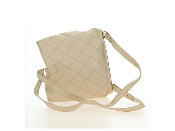CHANEL Bicolore Backpack Caviar Skin Beige Gold CC Auth 182907V - view 9