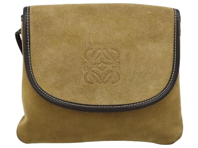 Borsa a tracolla LOEWE in scamosciato beige oro Auth ka4613A D'oro - vista 13
