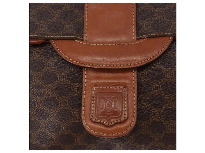 16 Céline Borsa a Spalla CELINE Macadam Canvas PVC Pelle Marrone Oro Auth gh2108 D'oro - vista 14
