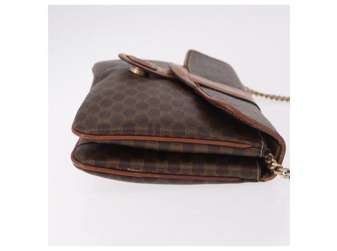 16 Céline Borsa a Spalla CELINE Macadam Canvas PVC Pelle Marrone Oro Auth gh2108 D'oro - vista 4