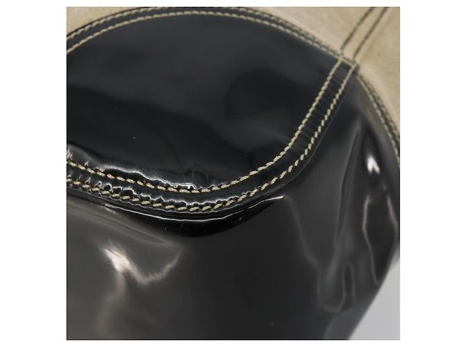 PRADA Canvas Tote Bag mit Kunststoffkette Beige Silber Auth 182198 - Ansicht 10