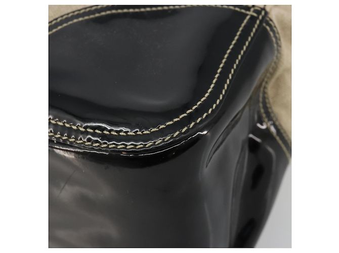 PRADA Canvas Tote Bag mit Kunststoffkette Beige Silber Auth 182198 - Ansicht 12