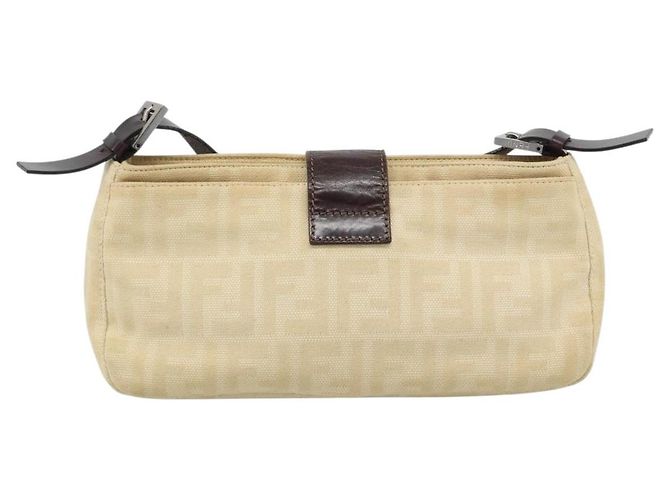 FENDI Zucca Canvas Mamma Baguette Shoulder Bag Beige Argento Autentica 184155 - vista 3