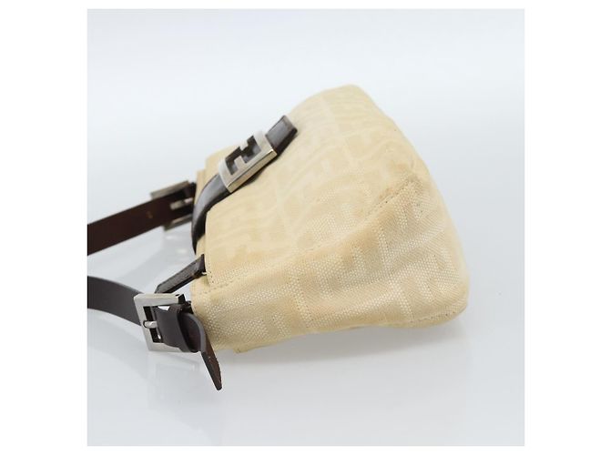 FENDI Zucca Canvas Mamma Baguette Shoulder Bag Beige Argento Autentica 184155 - vista 4