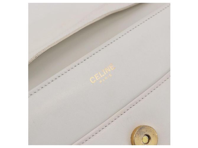 16 Céline CELINE Schultertasche Leder Weiß Gold Authentisch 183997 Golden - Ansicht 17