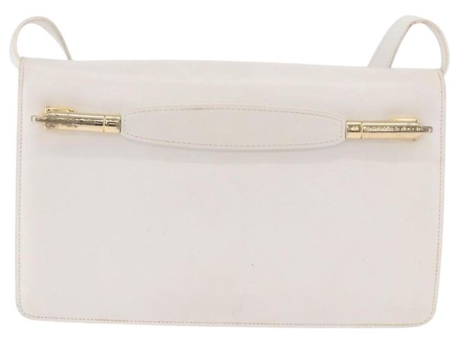 16 Céline CELINE Schultertasche Leder Weiß Gold Authentisch 183997 Golden - Ansicht 3