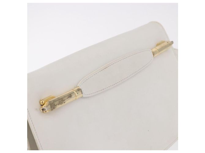 16 Céline CELINE Schultertasche Leder Weiß Gold Authentisch 183997 Golden - Ansicht 9