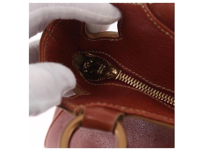 Borsa a mano CARTIER in pelle marrone oro Auth 183074A D'oro - vista 15