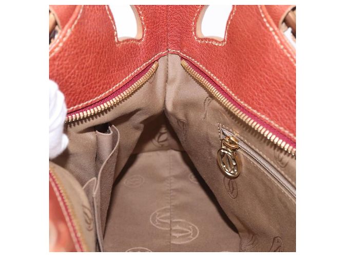 Borsa a mano CARTIER in pelle marrone oro Auth 183074A D'oro - vista 19