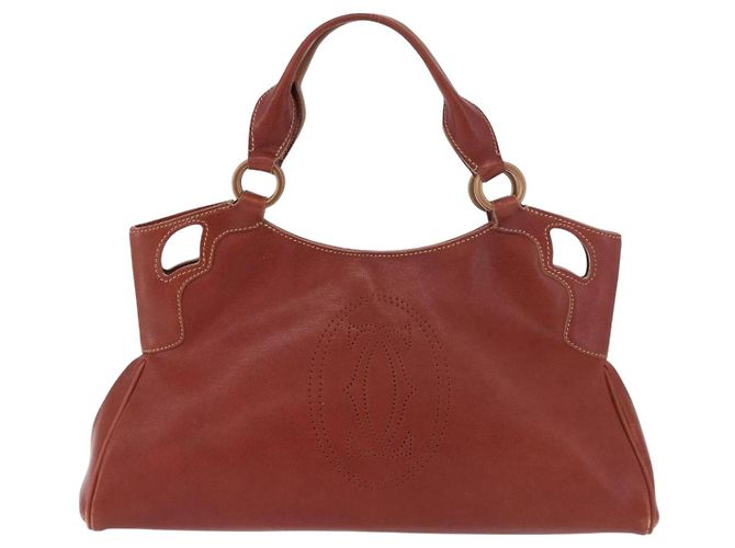 Borsa a mano CARTIER in pelle marrone oro Auth 183074A D'oro - vista 2