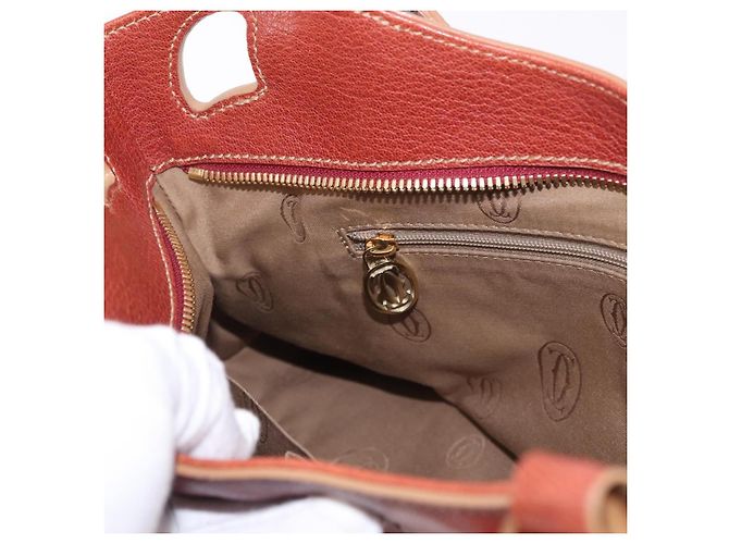 Borsa a mano CARTIER in pelle marrone oro Auth 183074A D'oro - vista 20