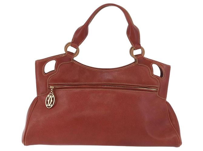 Borsa a mano CARTIER in pelle marrone oro Auth 183074A D'oro - vista 3