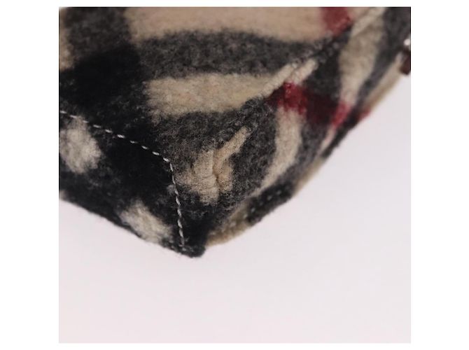 Pochette in lana BURBERRY Nova Check Beige Argento Auth 181105 - vista 11