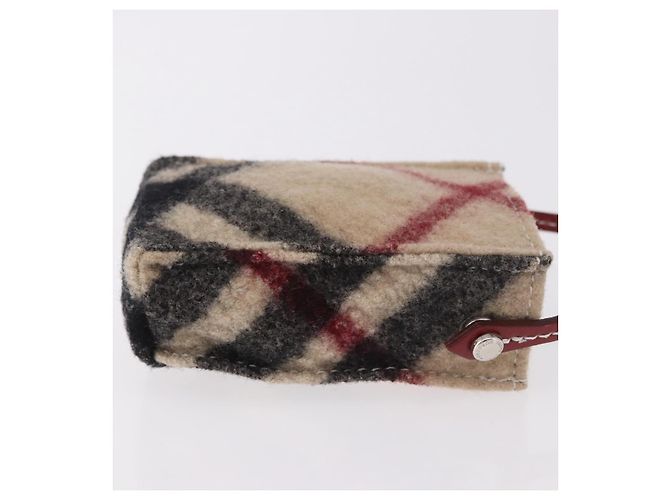 Pochette in lana BURBERRY Nova Check Beige Argento Auth 181105 - vista 4