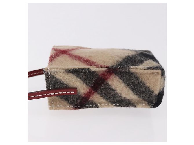 Pochette in lana BURBERRY Nova Check Beige Argento Auth 181105 - vista 5