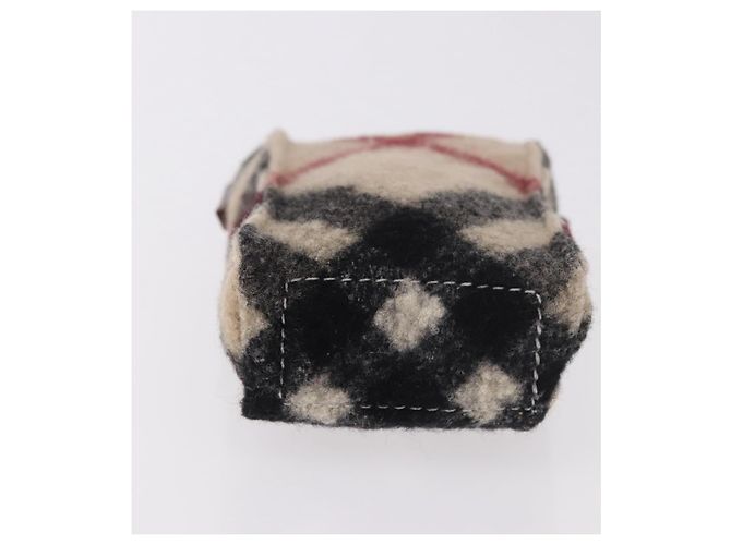 Pochette in lana BURBERRY Nova Check Beige Argento Auth 181105 - vista 9