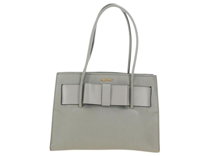 Borsa Miu Miu in pelle grigia e oro Auth 183637V Marrone D'oro - vista 13