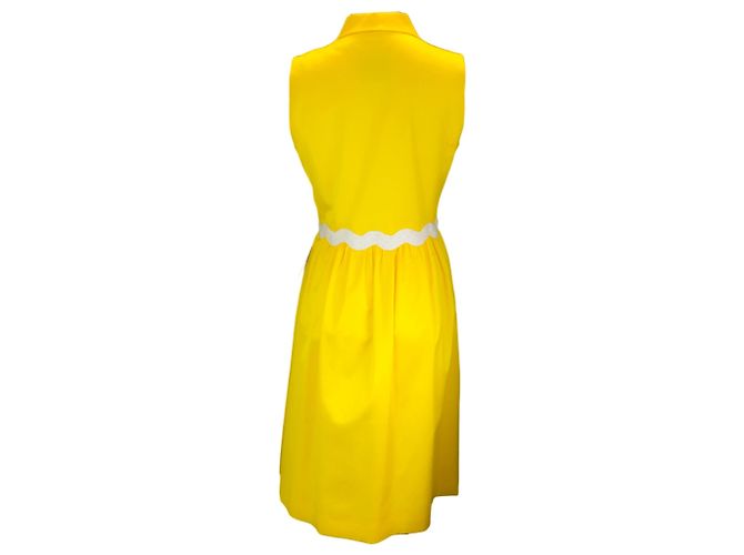 Vestido midi Moschino Couture sin mangas con botones de algodón Amarillo / Blanco - vista 2