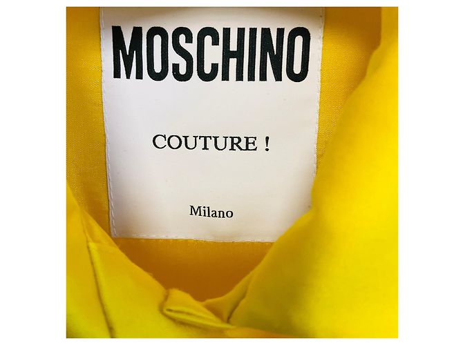 Vestido midi Moschino Couture sin mangas con botones de algodón Amarillo / Blanco - vista 3