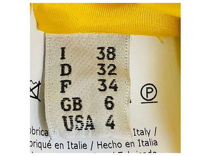 Vestido midi Moschino Couture sin mangas con botones de algodón Amarillo / Blanco - vista 4