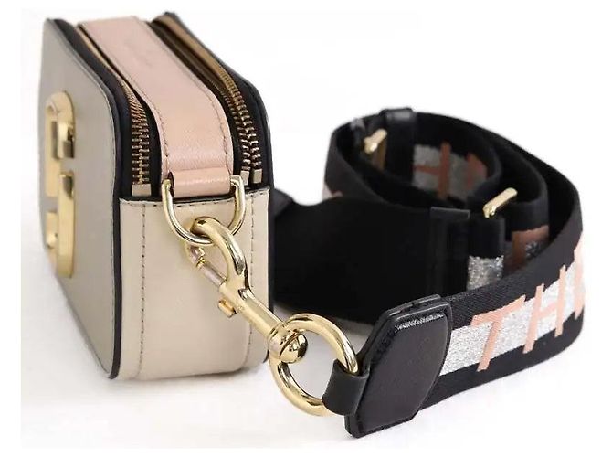 Marc Jacobs Borsa a tracolla Snapshot in pelle beige - vista 2
