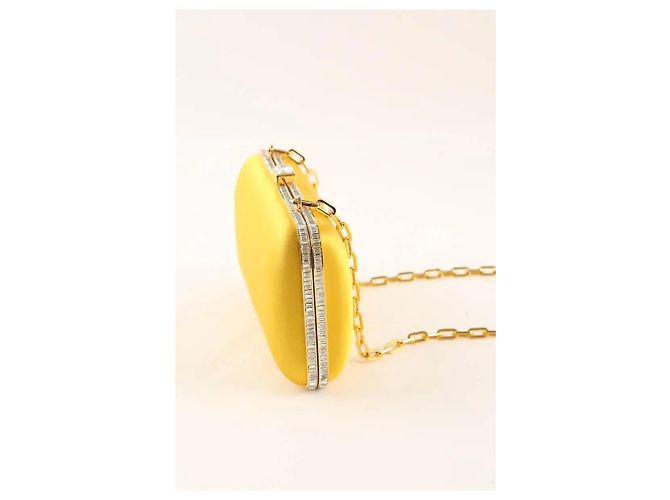 Prada Clutch da sera in raso e strass giallo - vista 2