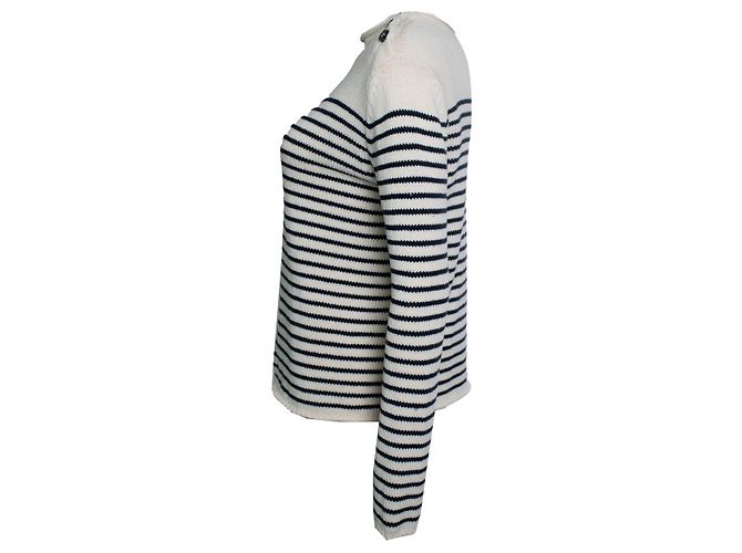 Weekend Max Mara, cuello redondo de punto a rayas Blanco Azul - vista 2