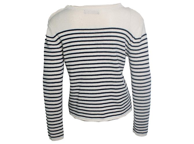 Weekend Max Mara, cuello redondo de punto a rayas Blanco Azul - vista 3