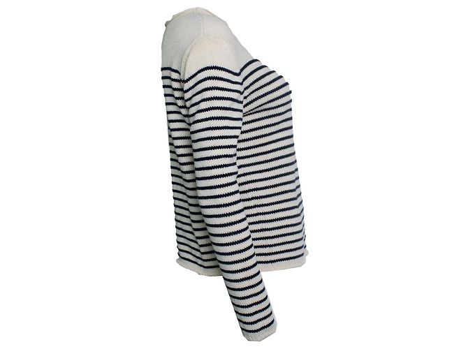 Weekend Max Mara, cuello redondo de punto a rayas Blanco Azul - vista 4