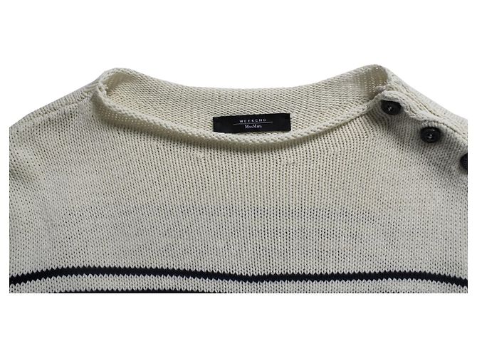 Weekend Max Mara, cuello redondo de punto a rayas Blanco Azul - vista 7