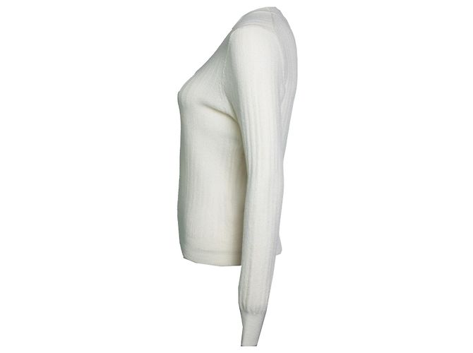 Veronica Beard, gola redonda de malha canelada creme - vista 2
