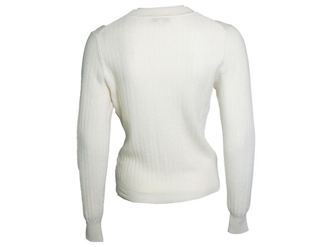 Veronica Beard, gola redonda de malha canelada creme - vista 3