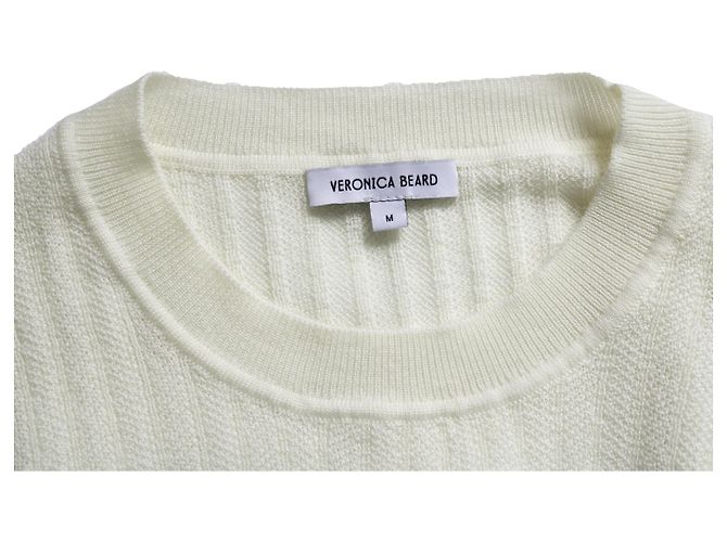 Veronica Beard, gola redonda de malha canelada creme - vista 6